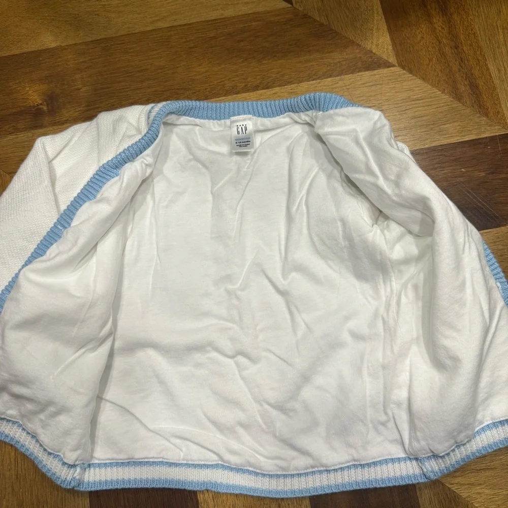 Baby GAP White Sweater with Blue Trim cardigan